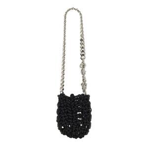KARA Knitted Shoulder Bag with Chain Strap Women BLACK Crossbody